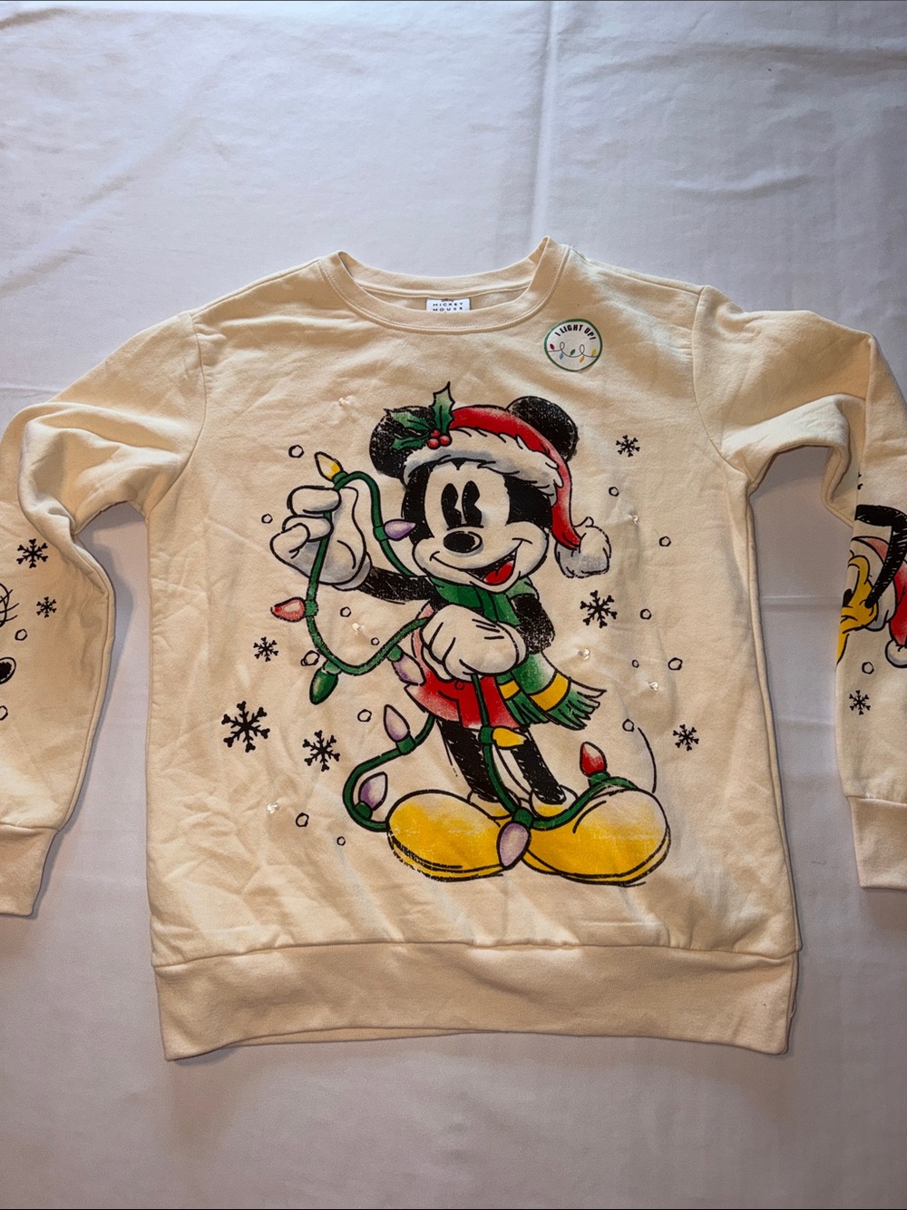 Disney Mickey Mouse Women's Christmas Holiday Sweatshirt Lights Size Small